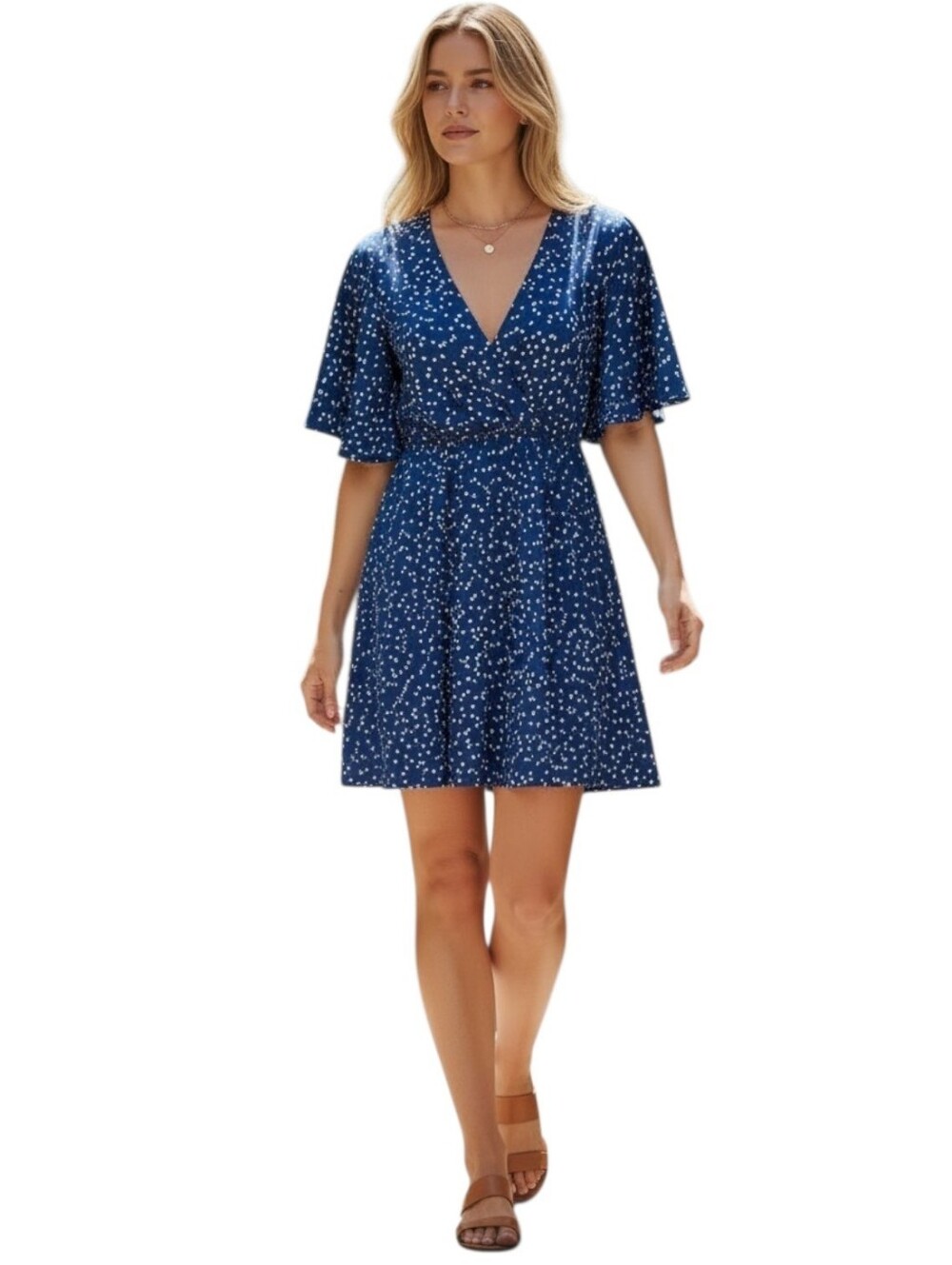 SHEIN Blue Heart Print Mini Dress - Picture 1 of 4